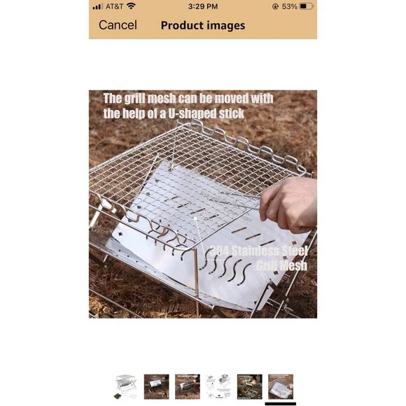 PSKOOK Camping Grill, Stainless Steel Portable Foldable Campfire Charcoal BBQ - Picture 6 of 10